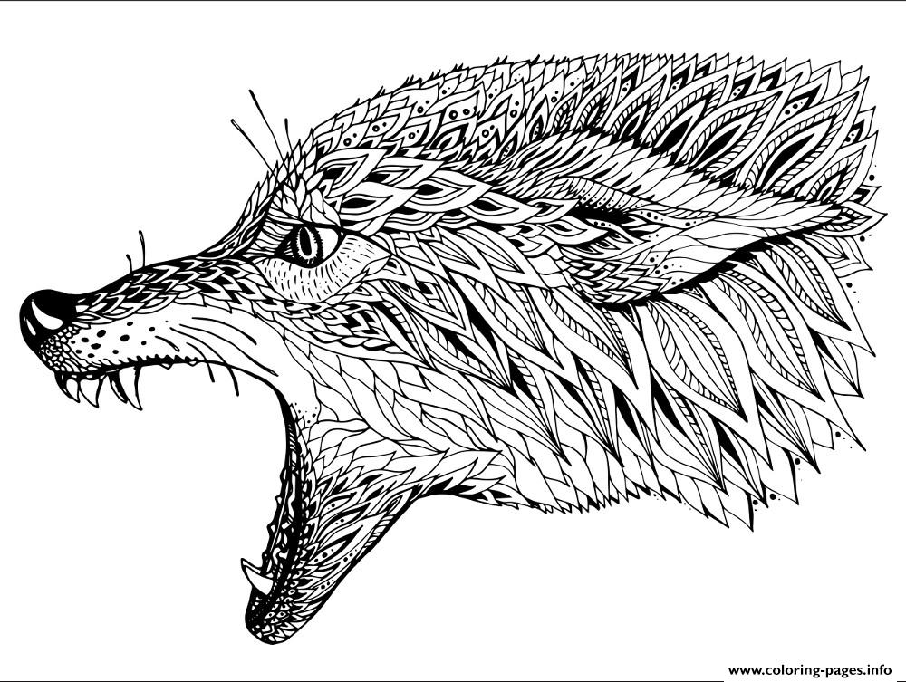 Wolf Adult Zen Coloring Pages Printable