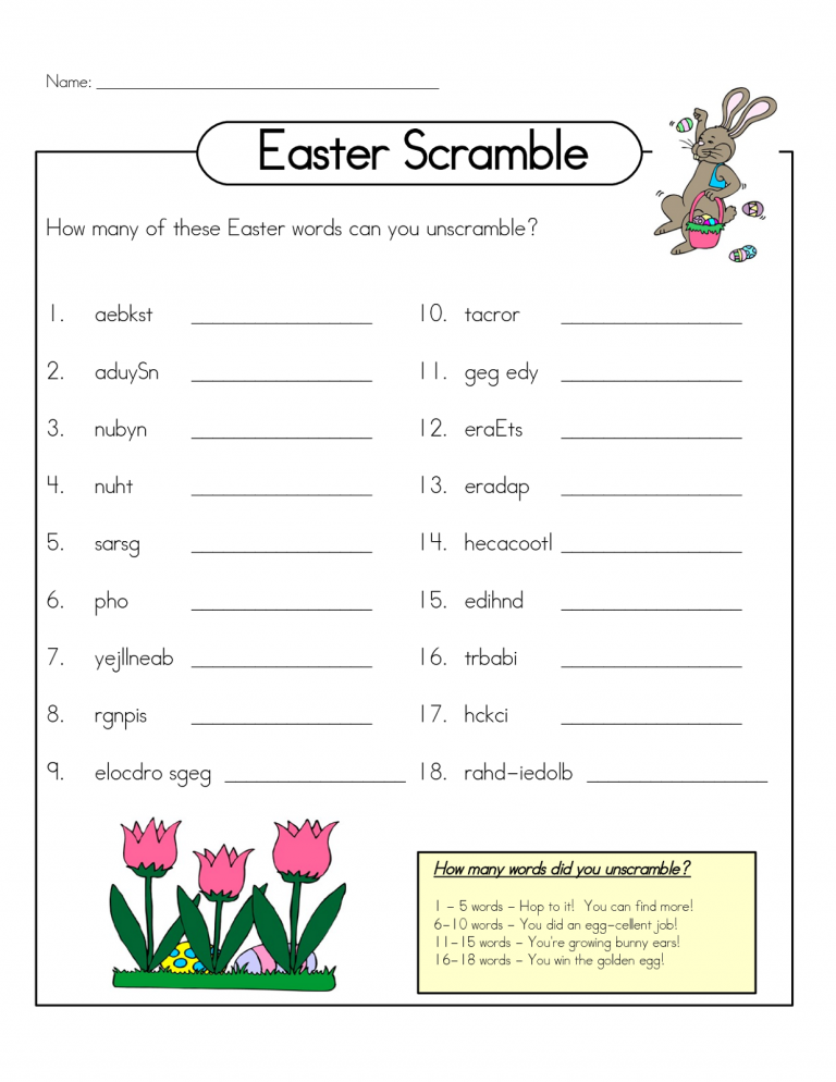 Word scramble worksheet easter Activity Shelter