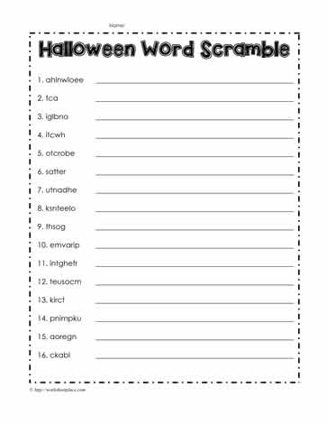 word scramble worksheet