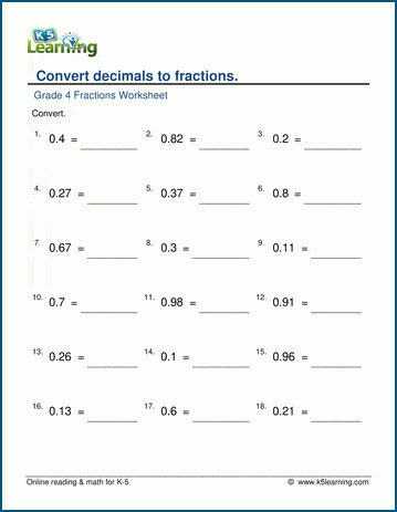 Worksheet Decimals To Fractions Worksheets Our Mathworksheets4kids 
