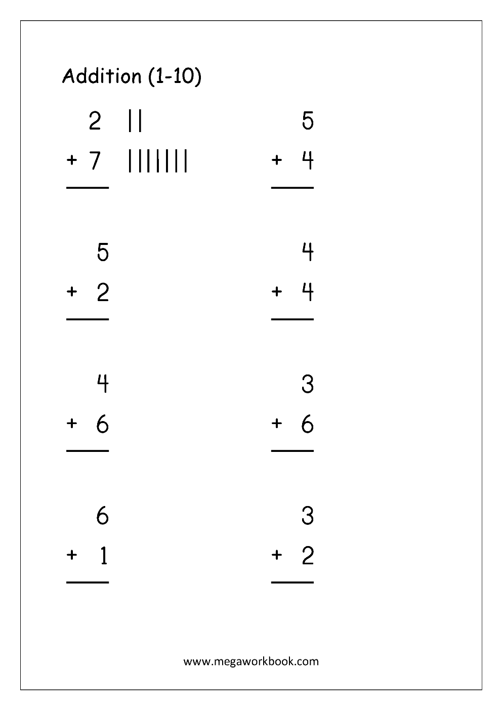 Worksheet On Addition Basic Concept On Addition Kindergarten 