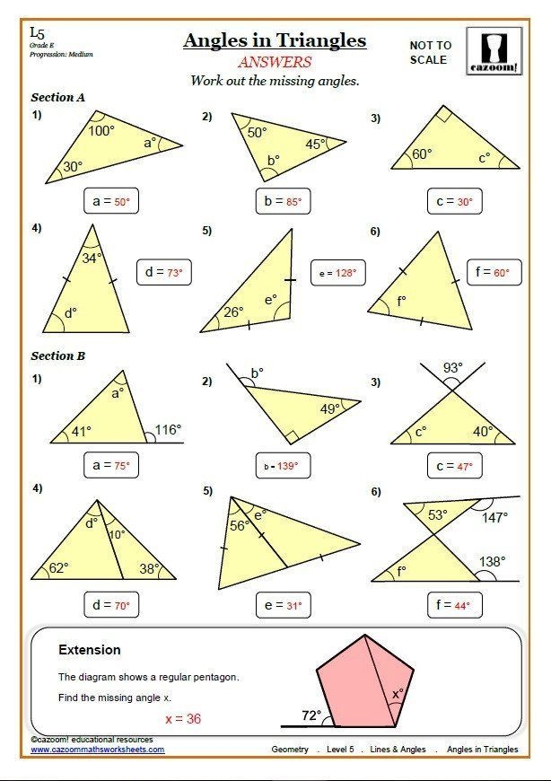 triangle angle sum worksheet