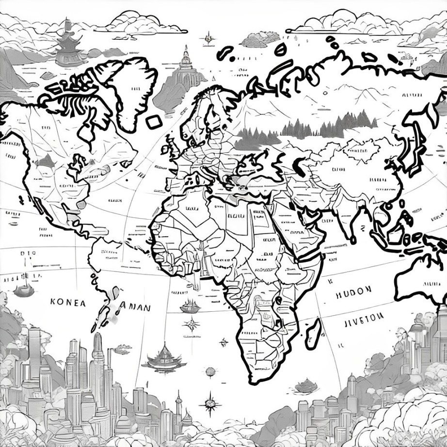 World Map Coloring Page