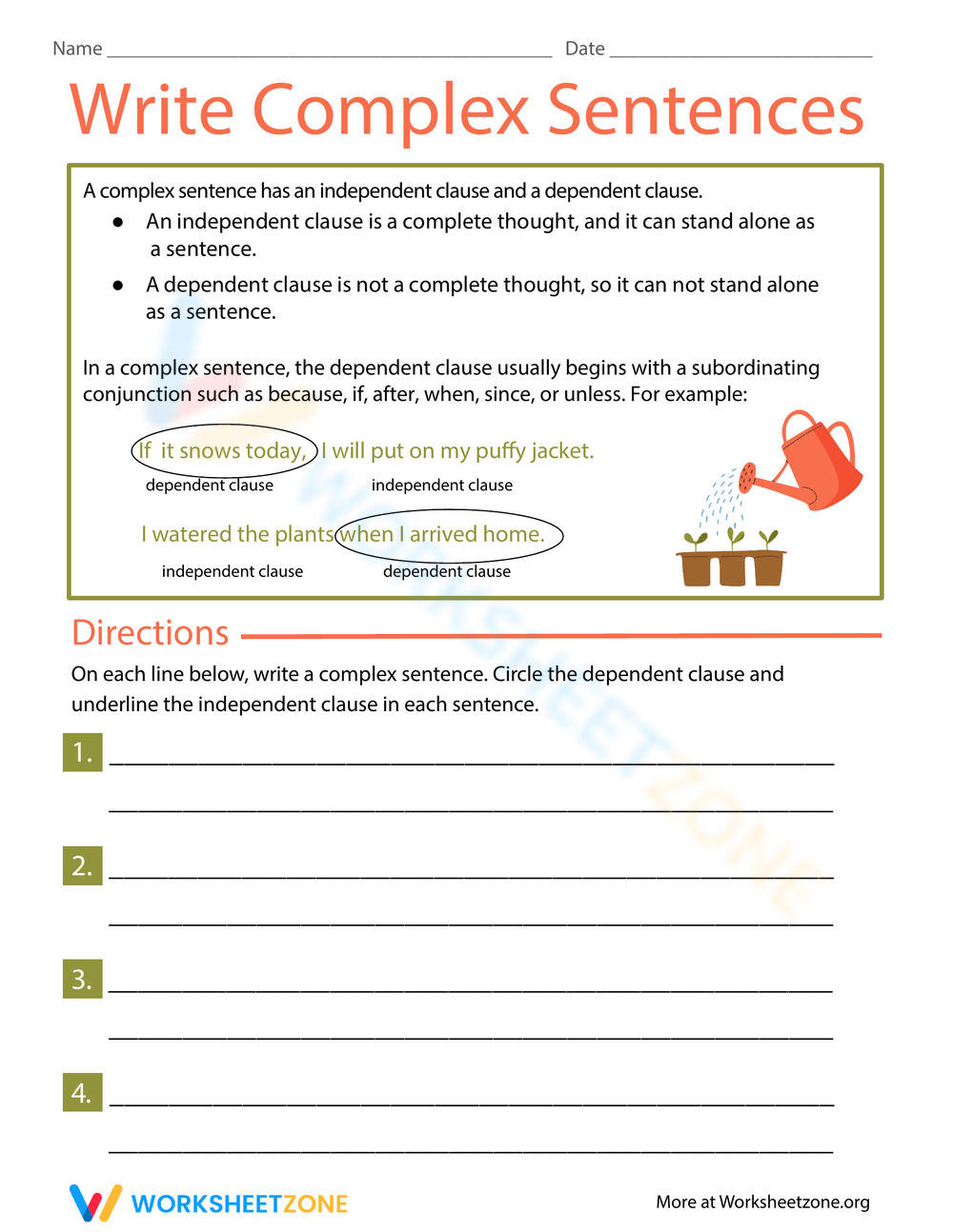 Write Complex Sentences Worksheet Worksheets Library