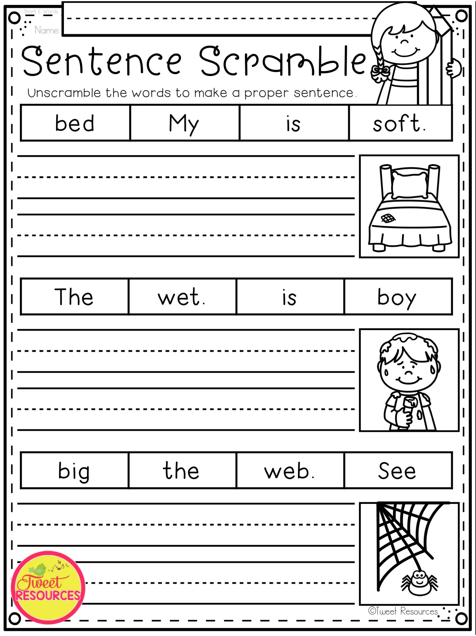 writing sentences worksheets