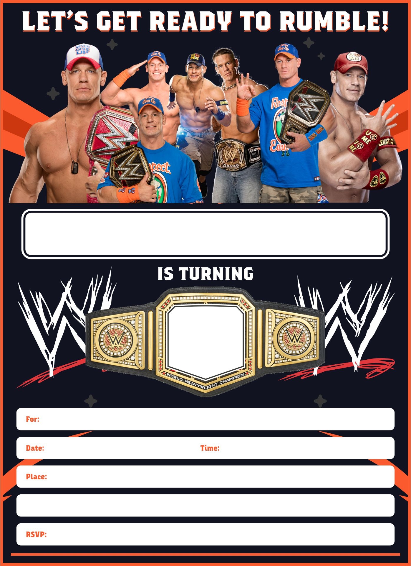 WWE Birthday Invitations 10 Free PDF Printables Printablee