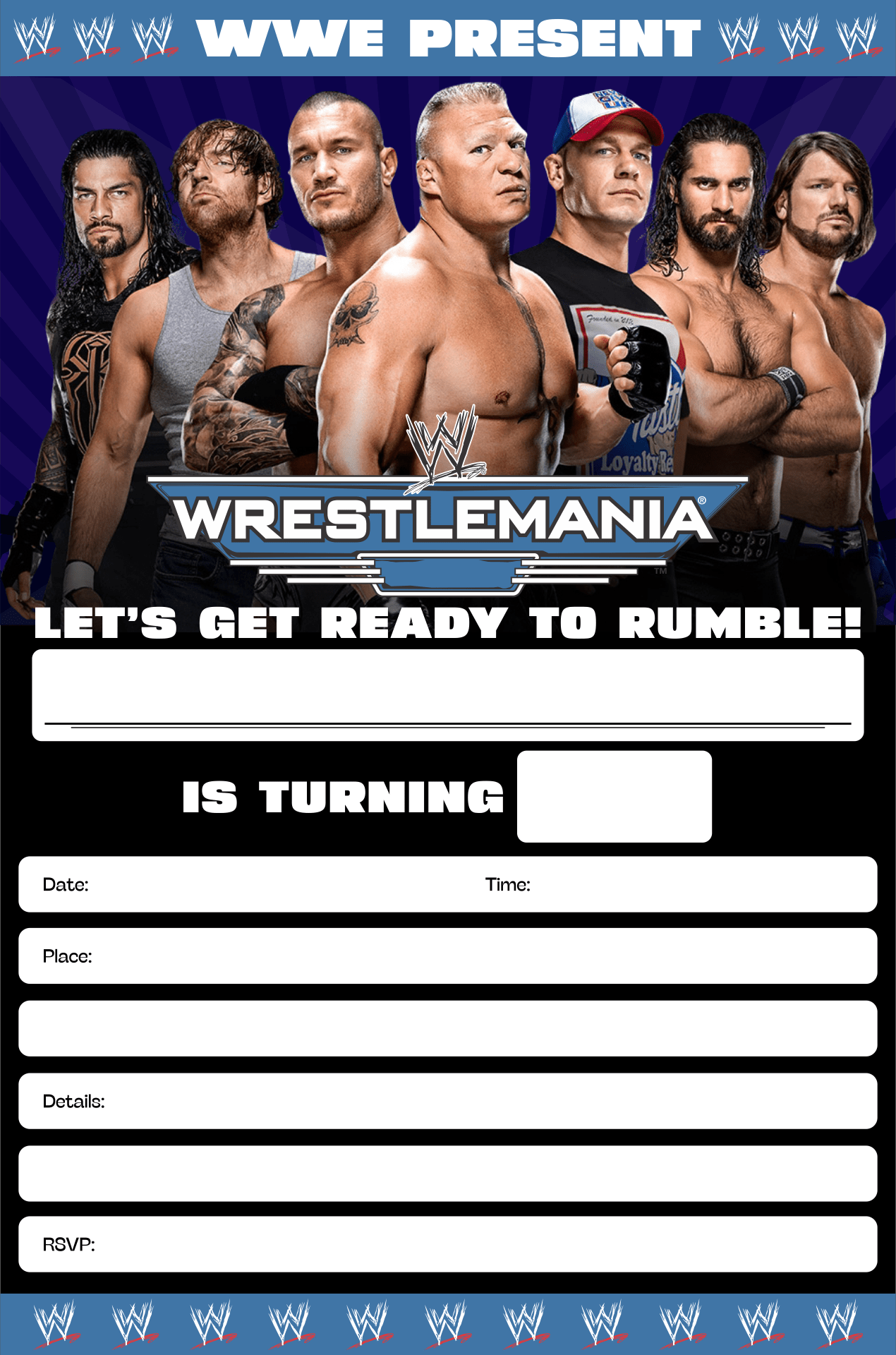 WWE Birthday Invitations 10 Free PDF Printables Printablee