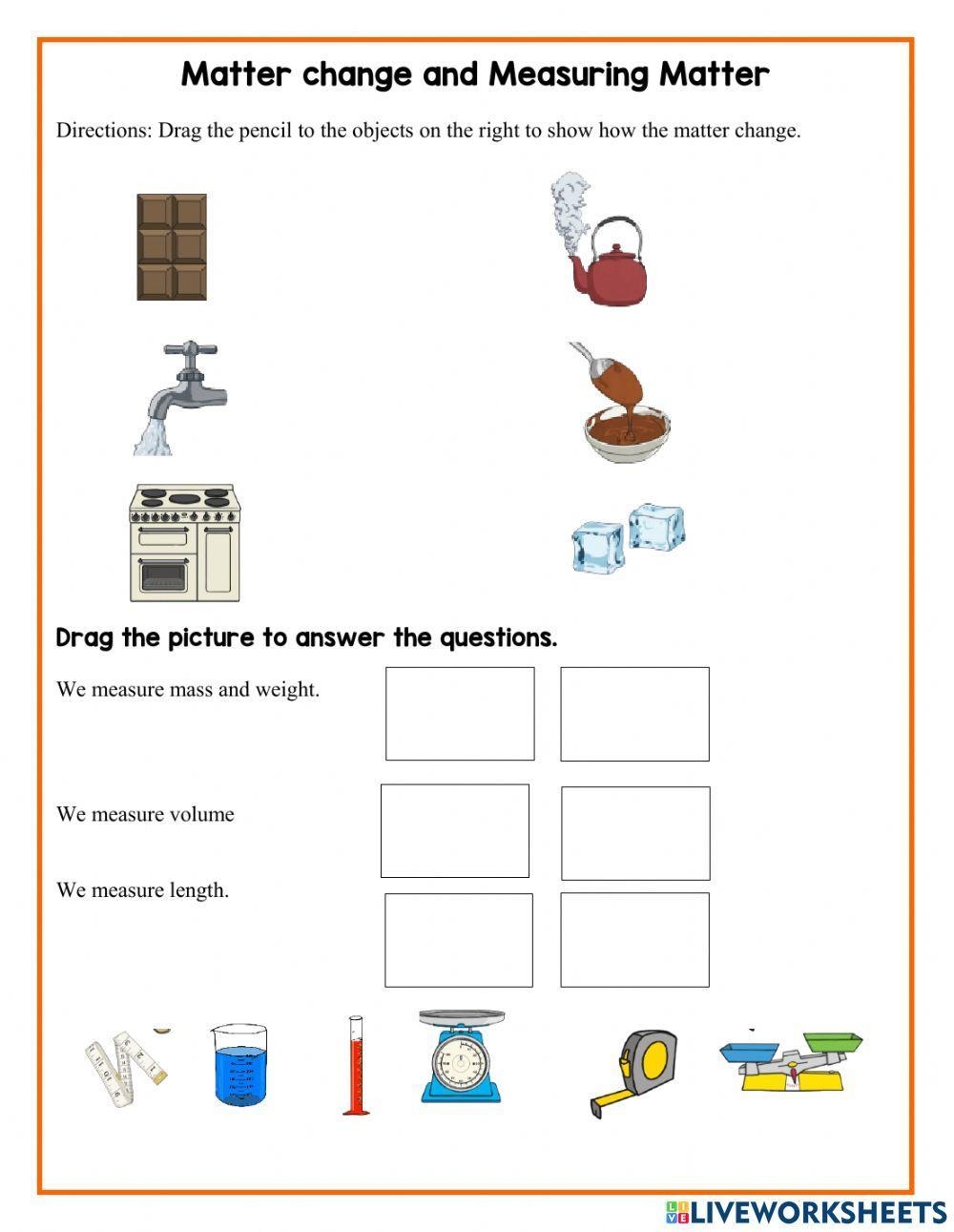 Change Of Matter And Measuring Matter Worksheet Worksheets Library