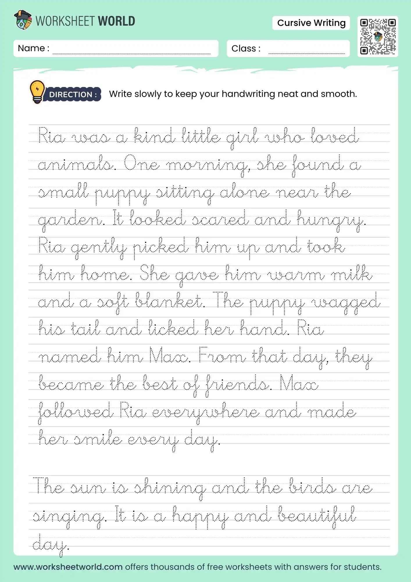 Cursive Writing Paragraph Worksheets PDF Worksheet World Cursive Writing Paragraph Worksheets PDF Worksheet World