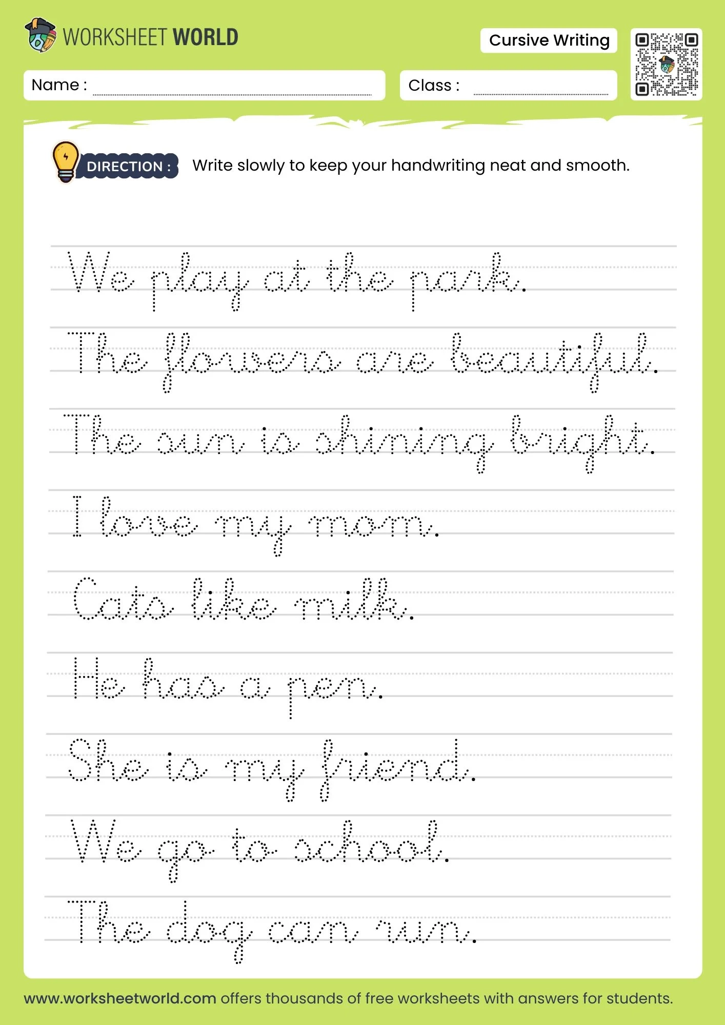 Cursive Writing Sentences Worksheets PDF Worksheet World Cursive Writing Sentences Worksheets PDF Worksheet World
