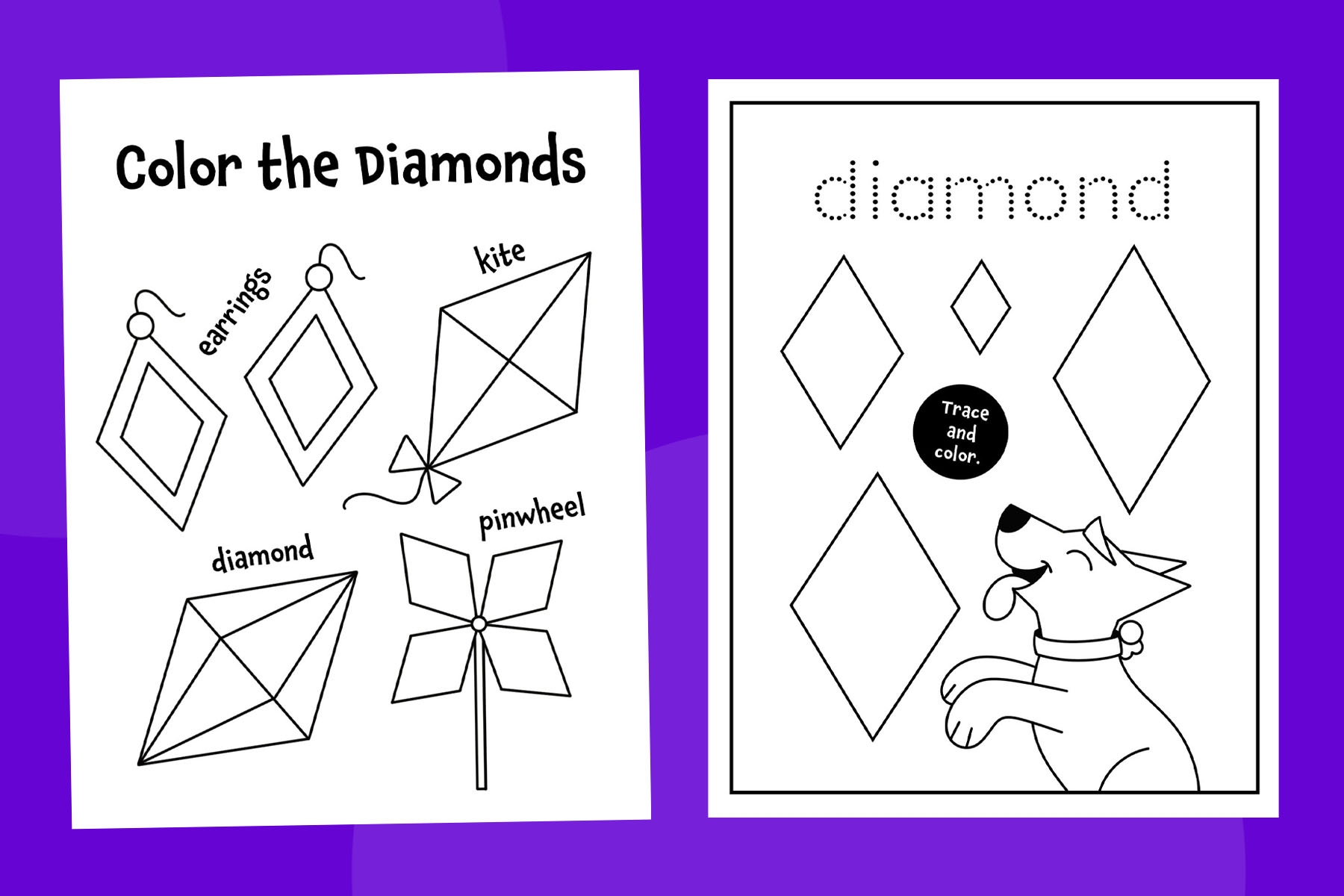 Free Diamond Worksheets For Preschool Easy Printable Shape Activities The Hollydog Blog