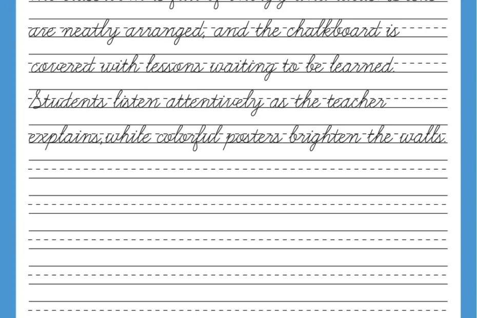 Free Printable Cursive Paragraph Writing Worksheets