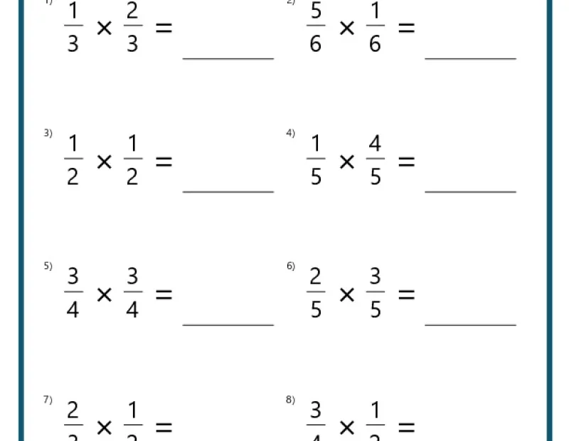 Multiplying Fractions Worksheets