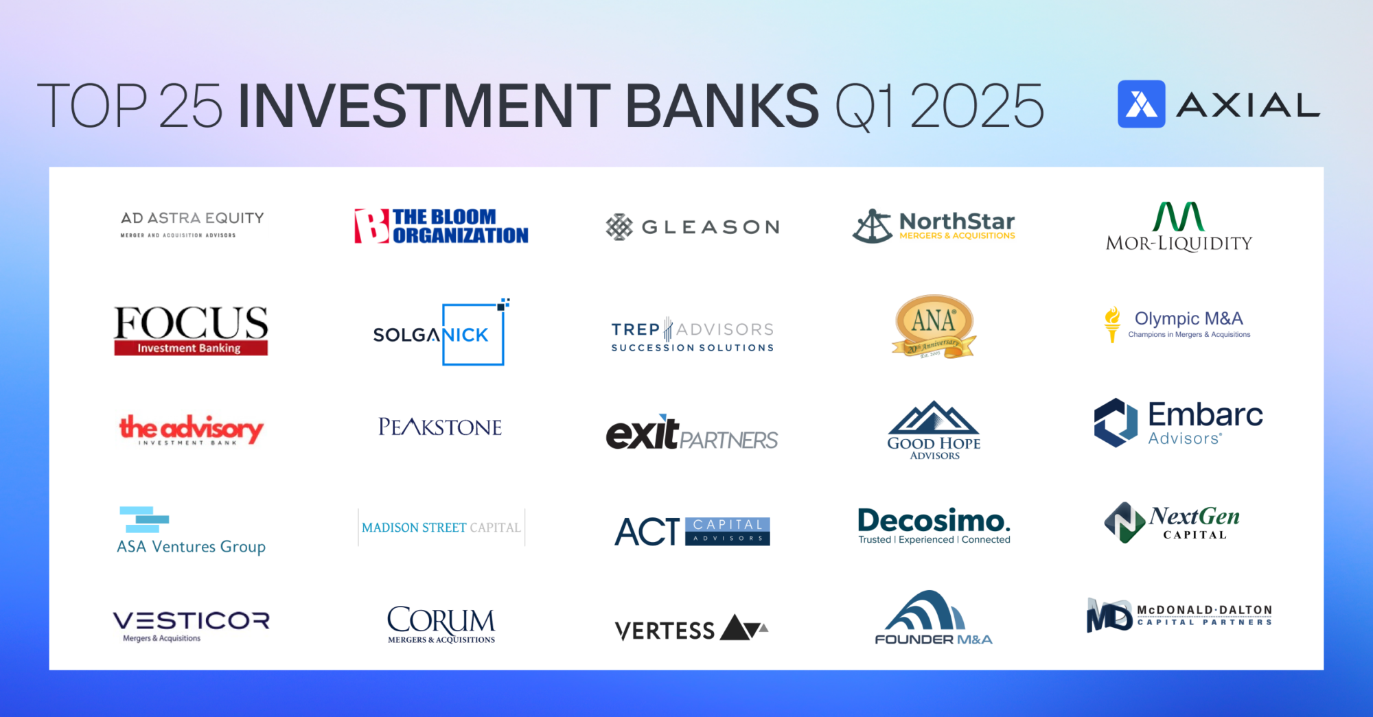 Top 25 Lower Middle Market Investment Banks Q1 2025 Top 25 Lower Middle Market Investment Banks Q1 2025