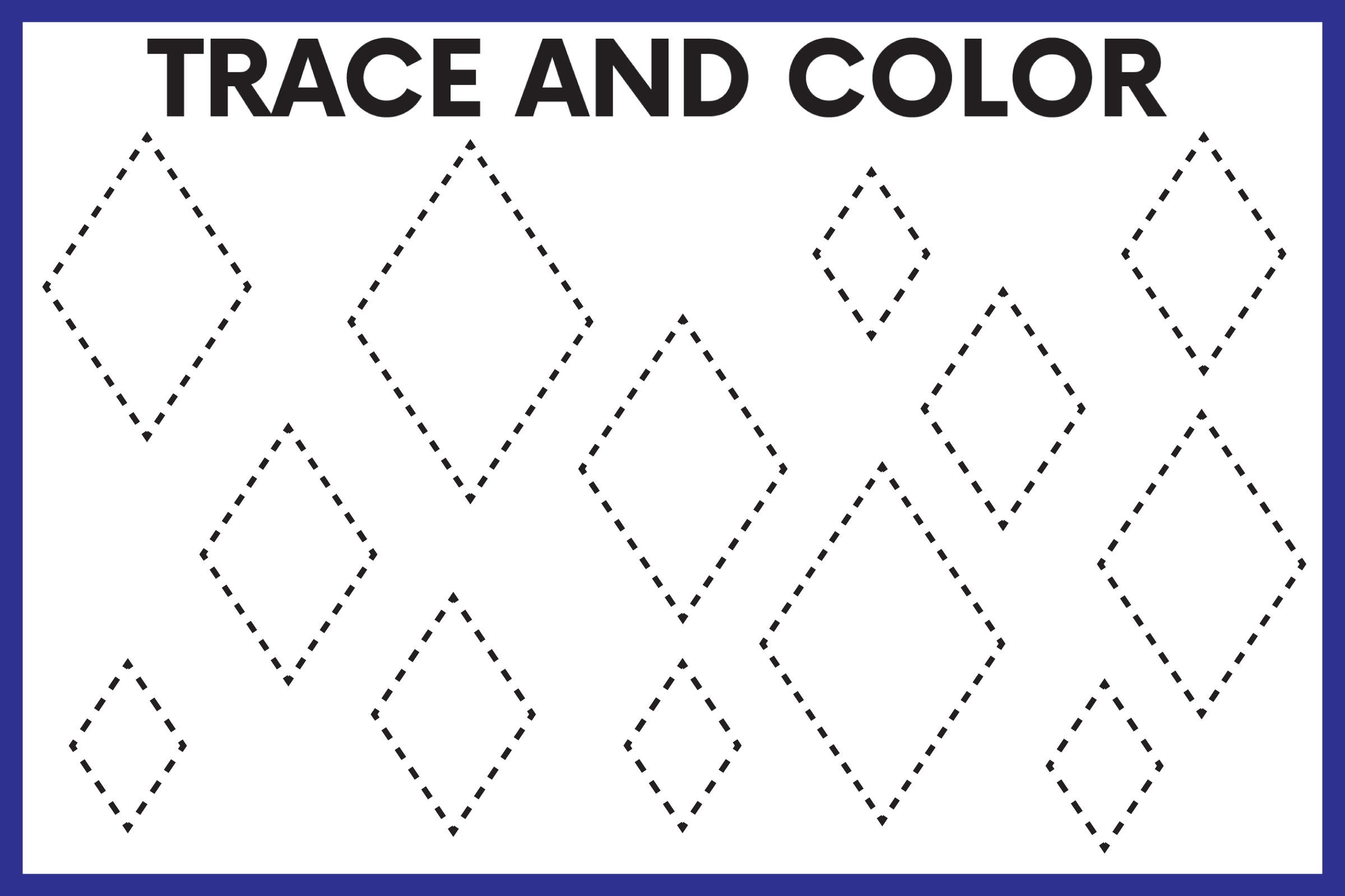 Trace And Color Diamonds Worksheet Graphic By Sarita Kidobolt Creative Fabrica