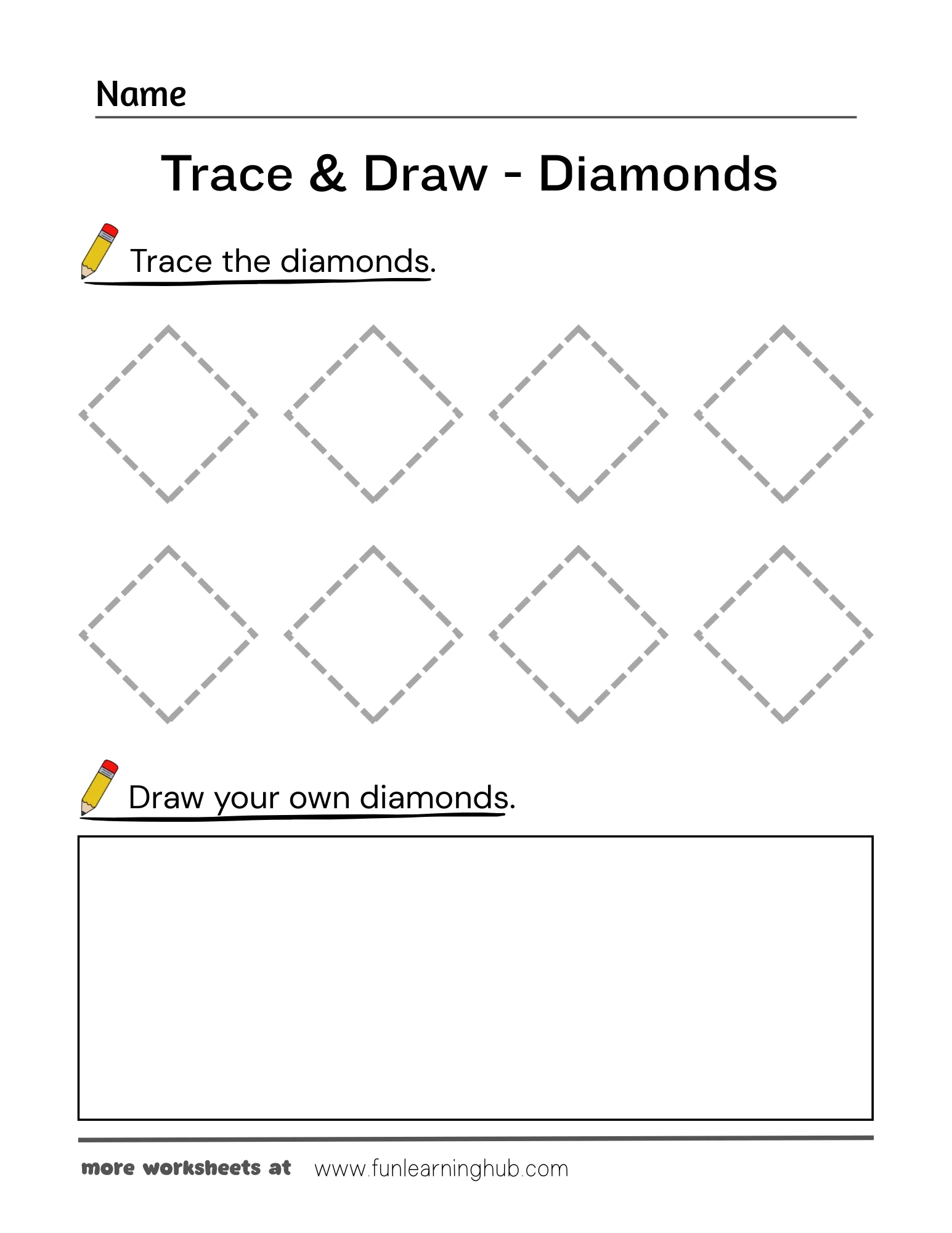 Trace And Draw Diamonds Worksheet Fun Learning Hub